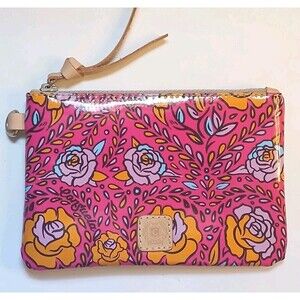 Consuela Pouch Bright Pink Floral Molly ConsuelaCloth™ coated exterior *No Strap